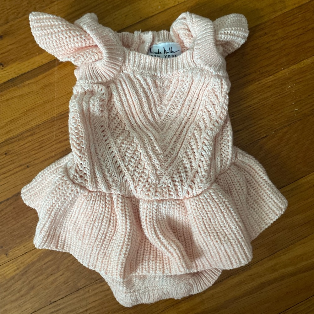 100% cotton Sweater onesie in peach